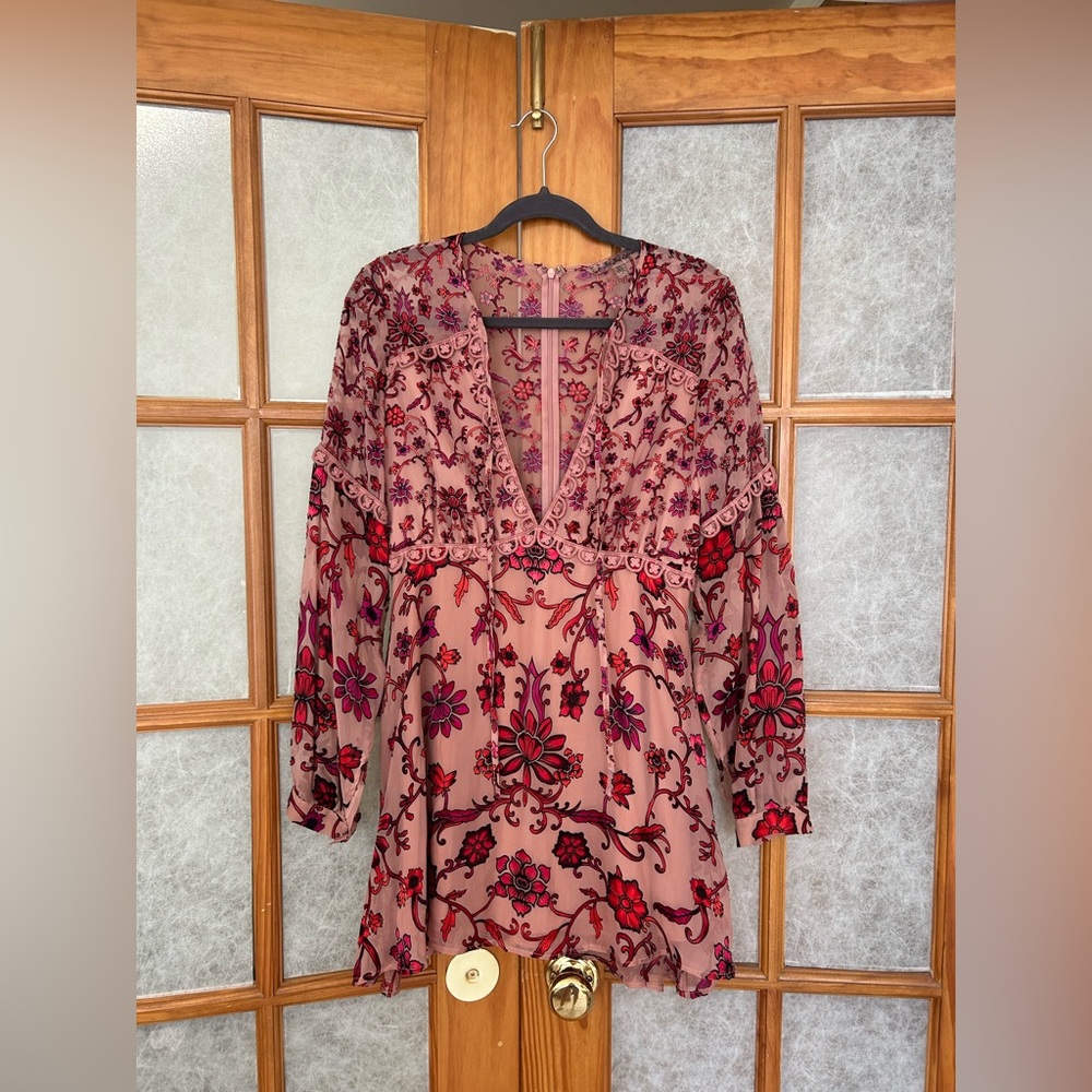 For Love & Lemons Saffron Mini Dress Sunset Floral